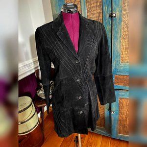 Vintage 1980's LIPS Suede Leather Tailored Jacket Coat